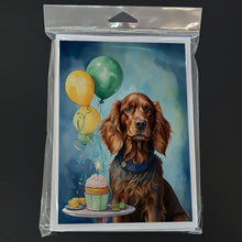 Load image into Gallery viewer, Irish Setter Happy Birthday Greeting Cards - Blank Note Cards – 8-Pack of Artist-Designed Cards with Envelopes