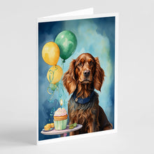 Load image into Gallery viewer, Irish Setter Happy Birthday Greeting Cards - Blank Note Cards – 8-Pack of Artist-Designed Cards with Envelopes