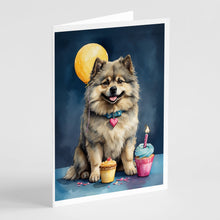 Load image into Gallery viewer, Keeshond Happy Birthday Greeting Cards - Blank Note Cards – 8-Pack of Artist-Designed Cards with Envelopes