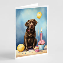 Load image into Gallery viewer, Chocolate Labrador Retriever Happy Birthday Greeting Cards - Blank Note Cards – 8-Pack of Artist-Designed Cards with Envelopes