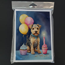Load image into Gallery viewer, Lakeland Terrier Happy Birthday Greeting Cards - Blank Note Cards – 8-Pack of Artist-Designed Cards with Envelopes