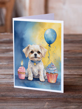 Load image into Gallery viewer, Maltese Happy Birthday Greeting Cards - Blank Note Cards – 8-Pack of Artist-Designed Cards with Envelopes
