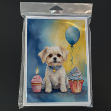 Load image into Gallery viewer, Maltese Happy Birthday Greeting Cards - Blank Note Cards – 8-Pack of Artist-Designed Cards with Envelopes