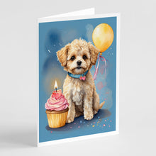 Load image into Gallery viewer, Maltipoo Happy Birthday Greeting Cards - Blank Note Cards – 8-Pack of Artist-Designed Cards with Envelopes