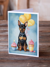 Load image into Gallery viewer, Miniature Pinscher Happy Birthday Greeting Cards - Blank Note Cards – 8-Pack of Artist-Designed Cards with Envelopes