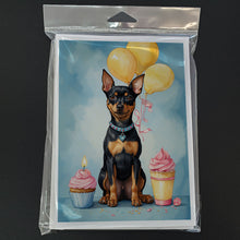 Load image into Gallery viewer, Miniature Pinscher Happy Birthday Greeting Cards - Blank Note Cards – 8-Pack of Artist-Designed Cards with Envelopes