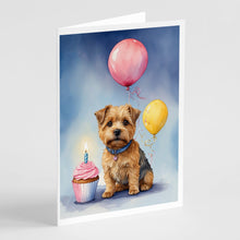Load image into Gallery viewer, Norfolk Terrier Happy Birthday Greeting Cards - Blank Note Cards – 8-Pack of Artist-Designed Cards with Envelopes