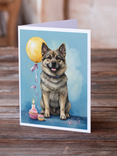 Load image into Gallery viewer, Norwegian Elkhound Happy Birthday Greeting Cards - Blank Note Cards – 8-Pack of Artist-Designed Cards with Envelopes