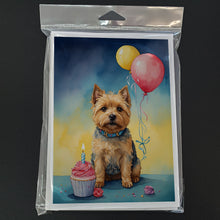 Load image into Gallery viewer, Norwich Terrier Happy Birthday Greeting Cards - Blank Note Cards – 8-Pack of Artist-Designed Cards with Envelopes