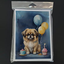 Load image into Gallery viewer, Pekingese Happy Birthday Greeting Cards - Blank Note Cards – 8-Pack of Artist-Designed Cards with Envelopes