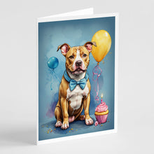 Load image into Gallery viewer, Pit Bull Terrier Happy Birthday Greeting Cards - Blank Note Cards – 8-Pack of Artist-Designed Cards with Envelopes