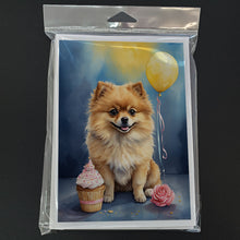 Load image into Gallery viewer, Pomeranian Happy Birthday Greeting Cards - Blank Note Cards – 8-Pack of Artist-Designed Cards with Envelopes