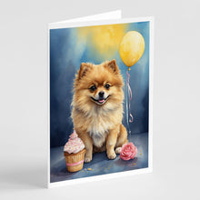 Load image into Gallery viewer, Pomeranian Happy Birthday Greeting Cards - Blank Note Cards – 8-Pack of Artist-Designed Cards with Envelopes