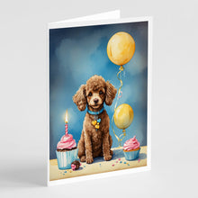 Load image into Gallery viewer, Chocolate Toy Poodle Happy Birthday Greeting Cards - Blank Note Cards – 8-Pack of Artist-Designed Cards with Envelopes
