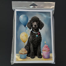 Load image into Gallery viewer, Black Standard Poodle Happy Birthday Greeting Cards - Blank Note Cards – 8-Pack of Artist-Designed Cards with Envelopes