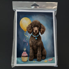 Load image into Gallery viewer, Chocolate Standard Poodle Happy Birthday Greeting Cards - Blank Note Cards – 8-Pack of Artist-Designed Cards with Envelopes