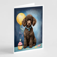 Load image into Gallery viewer, Chocolate Standard Poodle Happy Birthday Greeting Cards - Blank Note Cards – 8-Pack of Artist-Designed Cards with Envelopes