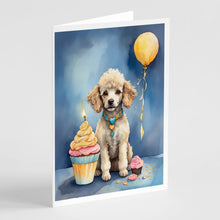 Load image into Gallery viewer, White Toy Poodle Happy Birthday Greeting Cards - Blank Note Cards – 8-Pack of Artist-Designed Cards with Envelopes