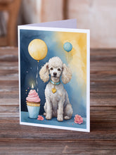 Load image into Gallery viewer, White Poodle Happy Birthday Greeting Cards - Blank Note Cards – 8-Pack of Artist-Designed Cards with Envelopes
