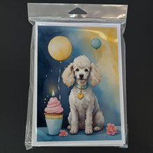 Load image into Gallery viewer, White Poodle Happy Birthday Greeting Cards - Blank Note Cards – 8-Pack of Artist-Designed Cards with Envelopes