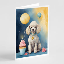 Load image into Gallery viewer, White Poodle Happy Birthday Greeting Cards - Blank Note Cards – 8-Pack of Artist-Designed Cards with Envelopes