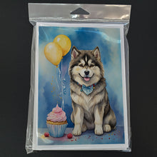 Load image into Gallery viewer, Alaskan Malamute Happy Birthday Greeting Cards - Blank Note Cards – 8-Pack of Artist-Designed Cards with Envelopes