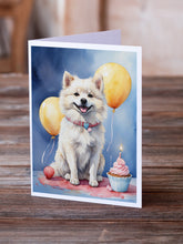 Load image into Gallery viewer, American Eskimo Happy Birthday Greeting Cards - Blank Note Cards – 8-Pack of Artist-Designed Cards with Envelopes
