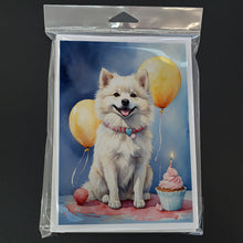 Load image into Gallery viewer, American Eskimo Happy Birthday Greeting Cards - Blank Note Cards – 8-Pack of Artist-Designed Cards with Envelopes