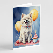Load image into Gallery viewer, American Eskimo Happy Birthday Greeting Cards - Blank Note Cards – 8-Pack of Artist-Designed Cards with Envelopes