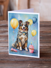 Load image into Gallery viewer, Australian Shepherd Happy Birthday Greeting Cards - Blank Note Cards – 8-Pack of Artist-Designed Cards with Envelopes