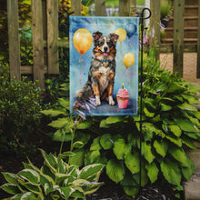 Load image into Gallery viewer, Australian Shepherd Happy Birthday Garden Flag – Dog Birthday Cupcake Yard Decor with Balloons