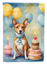 Load image into Gallery viewer, Basenji Happy Birthday Garden Flag – Dog Birthday Cupcake Yard Decor with Balloons
