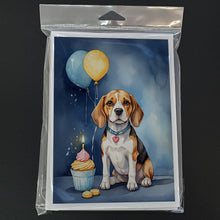 Load image into Gallery viewer, Beagle Happy Birthday Greeting Cards - Blank Note Cards – 8-Pack of Artist-Designed Cards with Envelopes