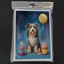 Load image into Gallery viewer, Bearded Collie Happy Birthday Greeting Cards - Blank Note Cards – 8-Pack of Artist-Designed Cards with Envelopes