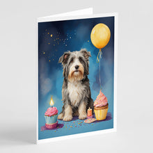 Load image into Gallery viewer, Bearded Collie Happy Birthday Greeting Cards - Blank Note Cards – 8-Pack of Artist-Designed Cards with Envelopes