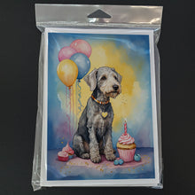 Load image into Gallery viewer, Bedlington Terrier Happy Birthday Greeting Cards - Blank Note Cards – 8-Pack of Artist-Designed Cards with Envelopes