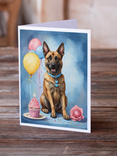 Load image into Gallery viewer, Belgian Malinois Happy Birthday Greeting Cards - Blank Note Cards – 8-Pack of Artist-Designed Cards with Envelopes