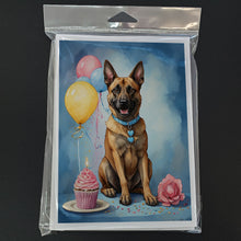 Load image into Gallery viewer, Belgian Malinois Happy Birthday Greeting Cards - Blank Note Cards – 8-Pack of Artist-Designed Cards with Envelopes