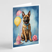 Load image into Gallery viewer, Belgian Malinois Happy Birthday Greeting Cards - Blank Note Cards – 8-Pack of Artist-Designed Cards with Envelopes