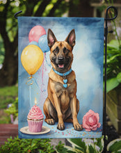 Load image into Gallery viewer, Belgian Malinois Happy Birthday Garden Flag –Dog Birthday Cupcake Yard Decor with Balloons