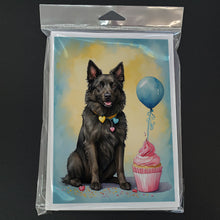 Load image into Gallery viewer, Belgian Sheepdog Happy Birthday Greeting Cards - Blank Note Cards – 8-Pack of Artist-Designed Cards with Envelopes