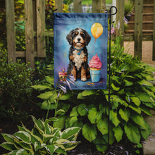 Load image into Gallery viewer, Bernedoodle Happy Birthday Garden Flag –Dog Birthday Cupcake Yard Decor with Balloons