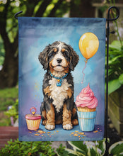 Load image into Gallery viewer, Bernedoodle Happy Birthday Garden Flag –Dog Birthday Cupcake Yard Decor with Balloons