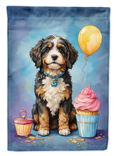 Load image into Gallery viewer, Bernedoodle Happy Birthday Garden Flag –Dog Birthday Cupcake Yard Decor with Balloons