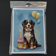 Load image into Gallery viewer, Bernese Mountain Dog Happy Birthday Greeting Cards - Blank Note Cards – 8-Pack of Artist-Designed Cards with Envelopes