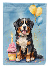 Load image into Gallery viewer, Bernese Mountain Dog Happy Birthday Garden Flag –Dog Birthday Cupcake Yard Decor with Balloons