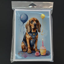 Load image into Gallery viewer, Bloodhound Happy Birthday Greeting Cards - Blank Note Cards – 8-Pack of Artist-Designed Cards with Envelopes