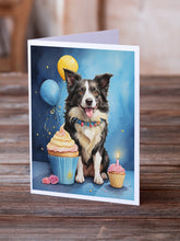 Load image into Gallery viewer, Border Collie Happy Birthday Greeting Cards - Blank Note Cards – 8-Pack of Artist-Designed Cards with Envelopes