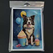 Load image into Gallery viewer, Border Collie Happy Birthday Greeting Cards - Blank Note Cards – 8-Pack of Artist-Designed Cards with Envelopes