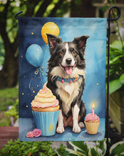Load image into Gallery viewer, Border Collie Happy Birthday Garden Flag –Dog Birthday Cupcake Yard Decor with Balloons